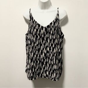 Banana Republic Black and Grey  Camisole with Abstract Pattern and V-Neckline